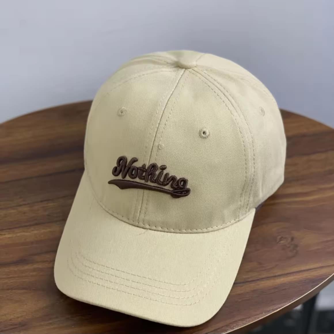 ໝວກເບສບອນ ແບບນຸ່ມ ປັກ NOTHING ມີ  ຄຸນນະພາບສູງ ສະໄຕເກົາຫຼີ