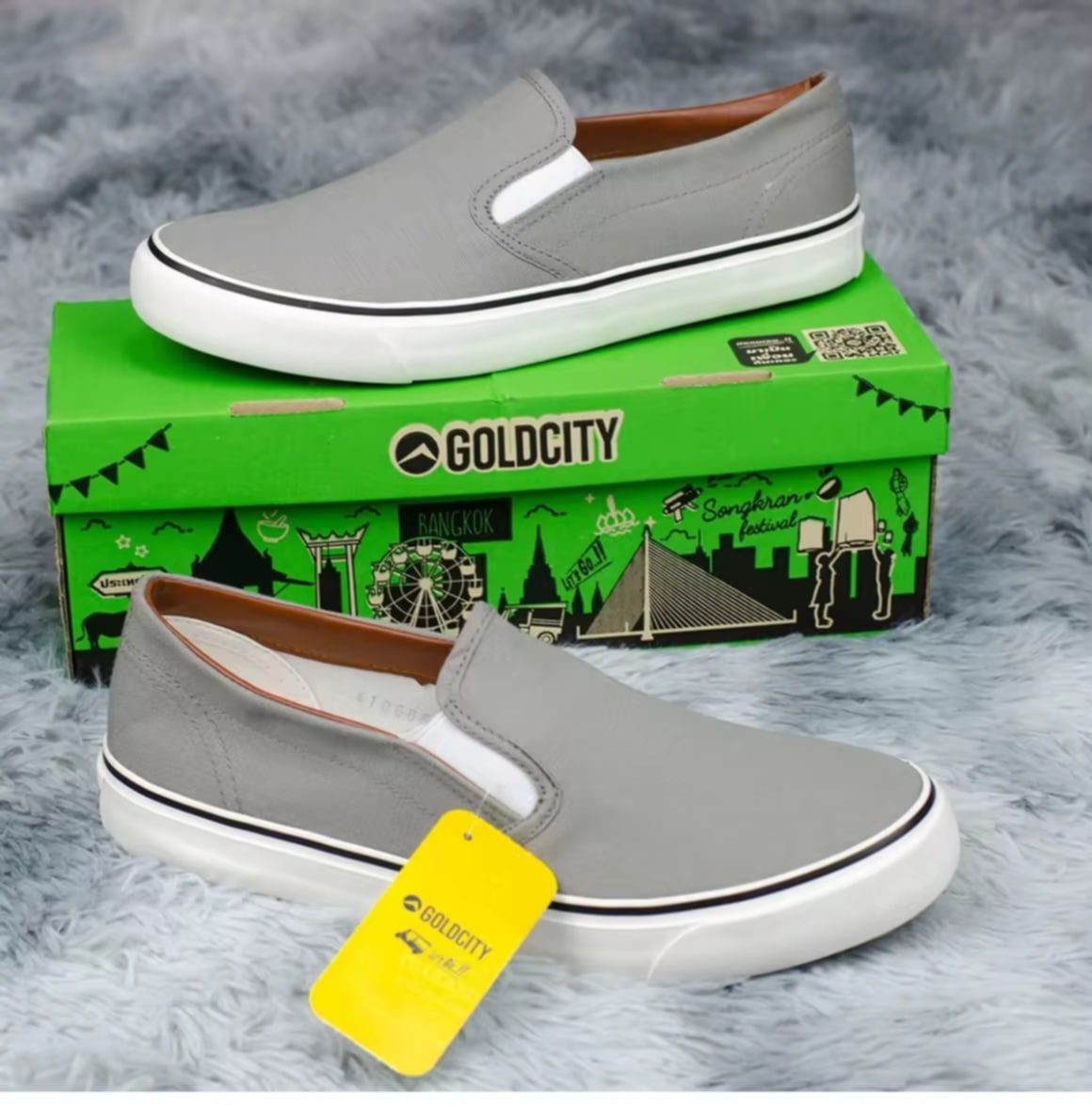 Gold City ຮຸ່ນ NS011 ເກີບຜ້າໃບແບບສວມ Slip-on ຮູບຊົງສະລິບອອນ