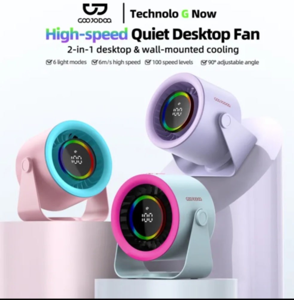 GOOJODOQ ພັດລົມງຽບ ຄວາມໄວສູງ 2-in-1 ຕິດຝາເຮືອນ ແລະ ການຕັ້ງຄ່າຄວາມໄວ 100 ມີຈໍສະແດງ LED, ປັບມຸມ 90° ໄດ້