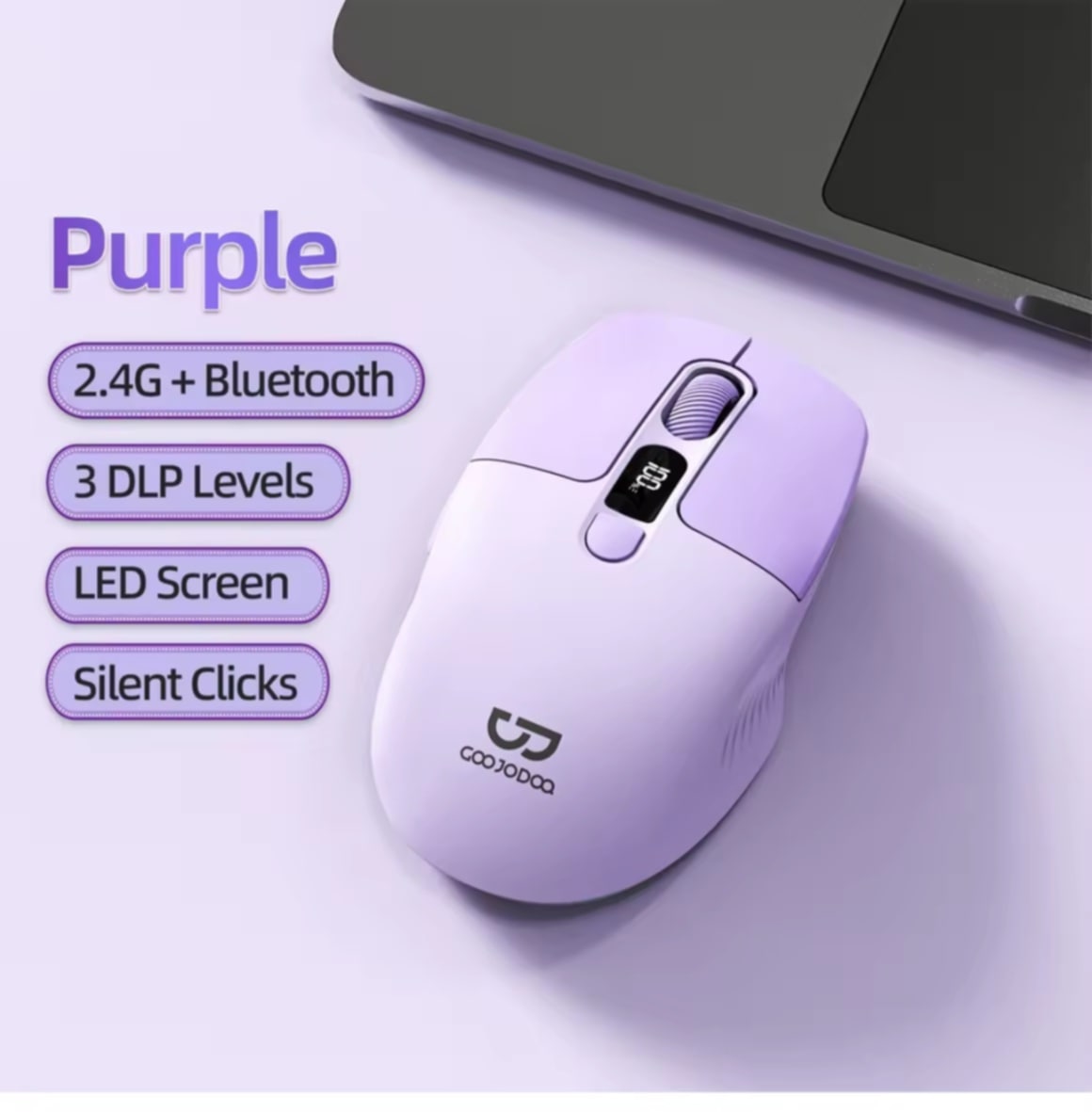 Goojodoq ເມົາສ Triple Connectivity ຊື່ມຕໍ່ 3 ຮູບແບບ 2.4Ghz ແລະ Bluetooth ຄູ່ ງຽບສຽງ ອອກແບບເອີໂກນໍມິກ ມີຈໍ LED ແລະ ປັບ DPI ໄດ້