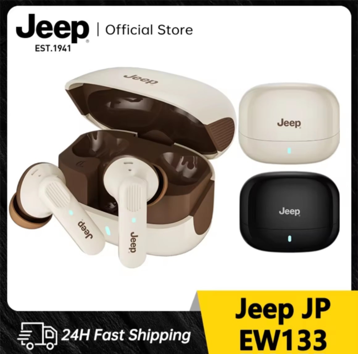 Jeep EW133 ຫູຟັງໄຮ້ສາຍ, Bluetooth 5.4 ຫູຟັງ In-Ear ມີໄມຄ໌ ENC ຕັດສຽງລົບກວນ, ສຽງ HiFi ບາສແນ່ນ ຟັງໄດ້ 15 ຊົ່ວໂມງ, ຫູຟັງ In-Ear ສໍາລັບ Samsung/Xiaomi/Huawei/Apple/Oppo