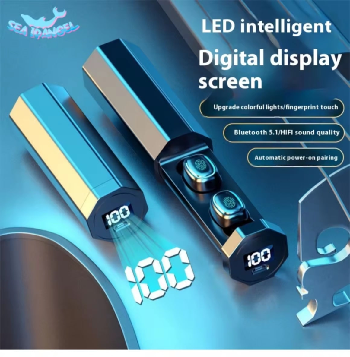 ຫູຟັງ Bluetooth ໄຮ້ສາຍລຸ້ນໃໝ່  ມີຈໍ LED ສະແດງສະຖານະແບັດ  ແບັດອຶດນານ  ສຽງສະເຕຣິໂອຄຸນນະພາບສູງ