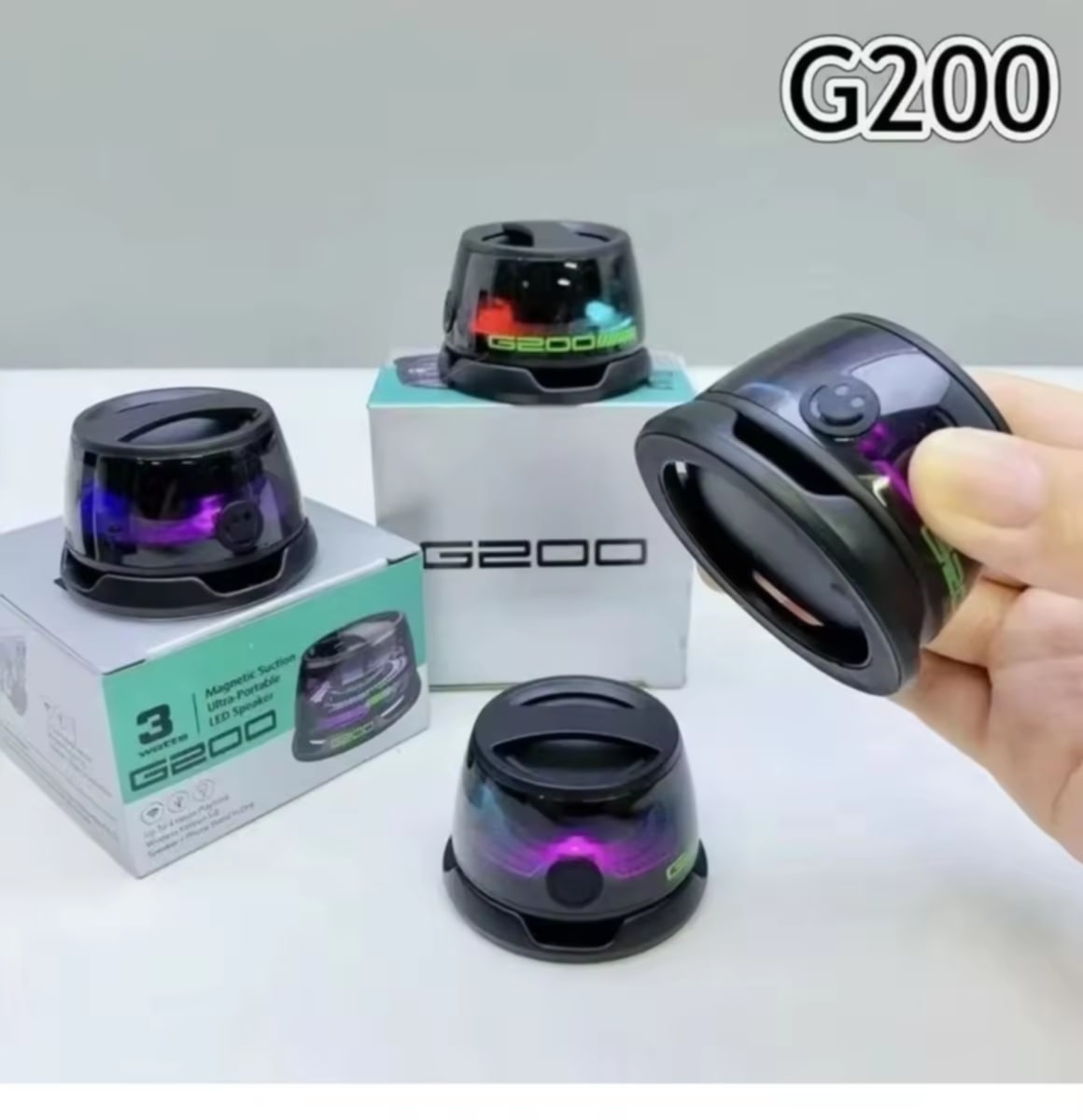 ລຳໂພງບລູທູດແບບດູດແມ່ເຫຼັກ G200, ພ້ອມໄຟ LED ແບບພົກພາ, ລະບົບສຽງສຳລັບໃຊ້ກາງແຈ້ງ