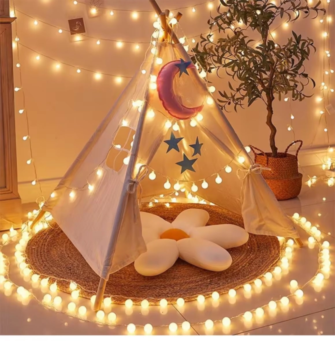 ໄຟເຊີຣີ້ 🍒 ໄຟຕິດຫ້ອງນອນ ໄຟຕົກແຕ່ງຫ້ອງ ໄຟ LED ໄຟປະດັບຫ້ອງນອນ ຂອງຕົກແຕ່ງຫ້ອງ ຮູບຊົງໜ້າຮັກ ສວ່າງສະໄຫວ ມີໂໝດໄຟກະພິບ