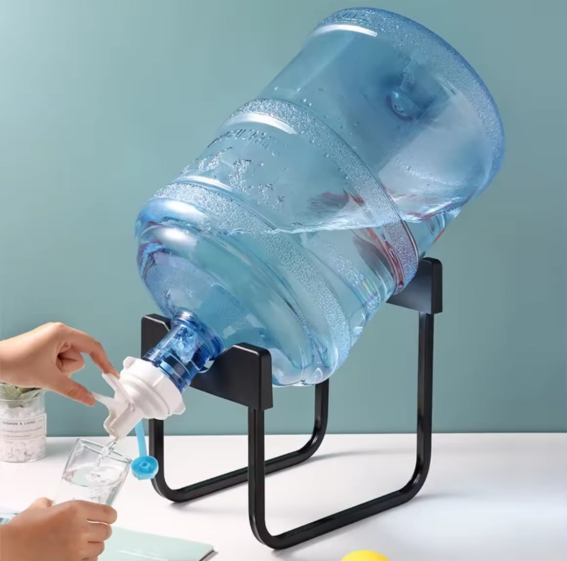 Kinghouse ຂາຕັ້ງຖັງນ້ຳ ພ້ອມຈຸກກົດນ້ຳ ອຸປະກອນປ່ຽນຖັງນ້ຳ / ຂາຕັ້ງຖັງນ້ຳດື່ມ / ທີ່ວາງຖັງນ້ຳ / ຕູ້ກົດນ້ຳ ຮອງຮັບນ້ຳໜັກໄດ້ 20 ລິດ