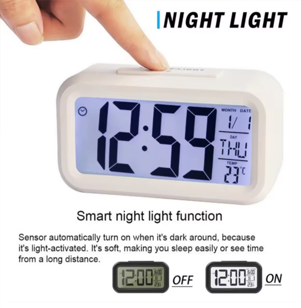 【Hot】ໂມງປຸກ ຕັ້ງໂຕະ ໂມງປຸກເຮືອງແສງ / LED ໂມງປຸກດິຈິຕອນ ຕັ້ງໂຕະ ເໝາະສຳລັບຫ້ອງນອນ ສະແດງອຸນຫະພູມ