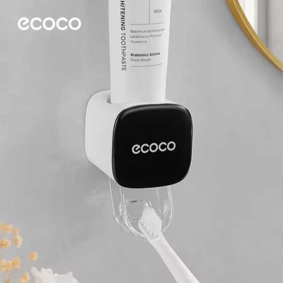 ECOCO ເຄື່ອງຈ່າຍຢາສີແຂ້ວຕິດຝາຜ່ານຫ້ອງນ້ໍາ, ອຸປະກອນຫ້ອງນ້ໍາ, ກັນນ້ໍາ
