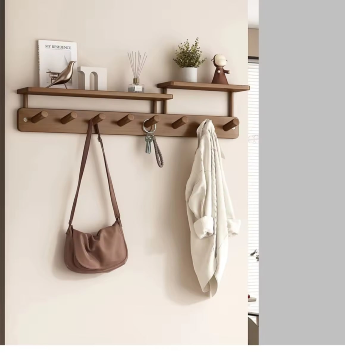 CHUJUN | ຕາຂໍແຂວນຝາປະດັບ ບໍ່ຕ້ອງກວດຂອງ ອອກແບບສະໄຕລ໌ວິນເທຈ ສຳລັບເກັບກຸນແຈທາງເຂົ້າ ຕາຂໍ4ອັນ