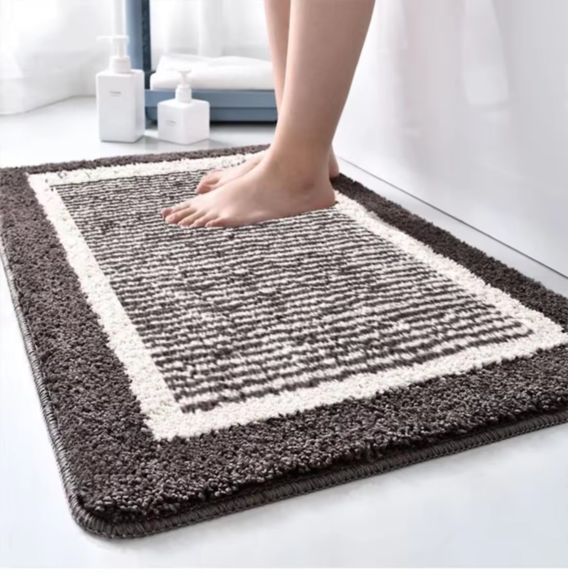 KUNOISE ພົມປູພື້ນທີ່ດູດນ້ຳໄດ້ ທີ່ຫ້ອງນ້ຳທີ່ທົນທານ, ​ຫນ້າປະຕູຫ້ອງນ້ຳ, ​ກັນ​ມື່ນໃນຫ້ອງນ້ຳ, ​ພົມ​ເຊັດ​ຕີນ,