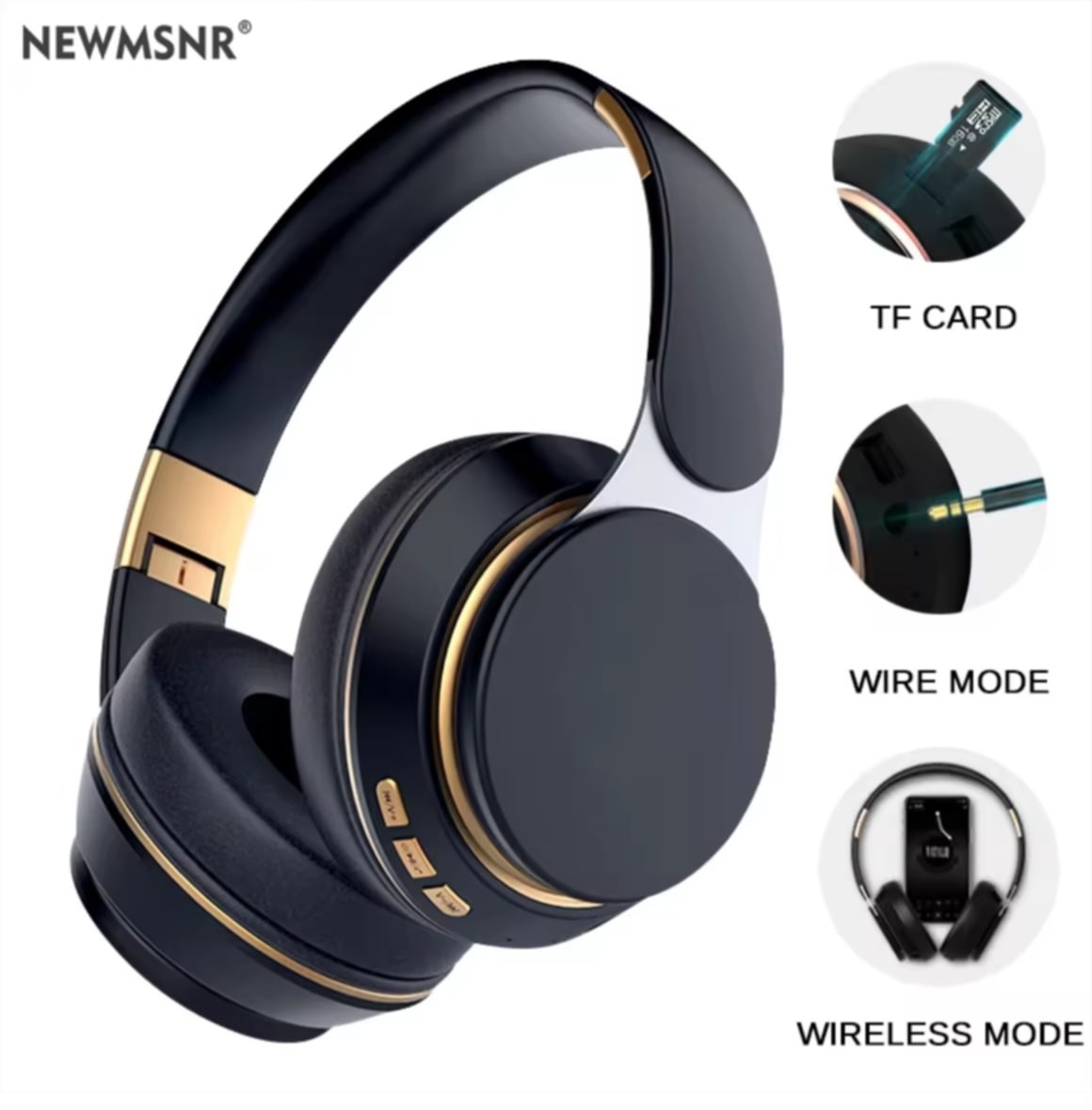 (ອັບເກຣດ) ຫູຟັງ Bluetooth Newmsnr ແທ້  ໃຊ້ງານໄດ້ 24 ຊົ່ວໂມງ  9D Surround Bass  ຫູຟັງໄຣສາຍຄຸນນະພາບສູງ ພ້ອມມີໄມໂຄໂຟນໃນຕົວ  ຫູຟັງລົດສຽງຮອບຂ້າງ  ພັບໄດ້  ຫູຟັງເກມມິ້ງ Bluetooth 5.0  ເໝາະສຳລັບ Samsung / Xiaomi / Huawei ແລະອື່ນໆ