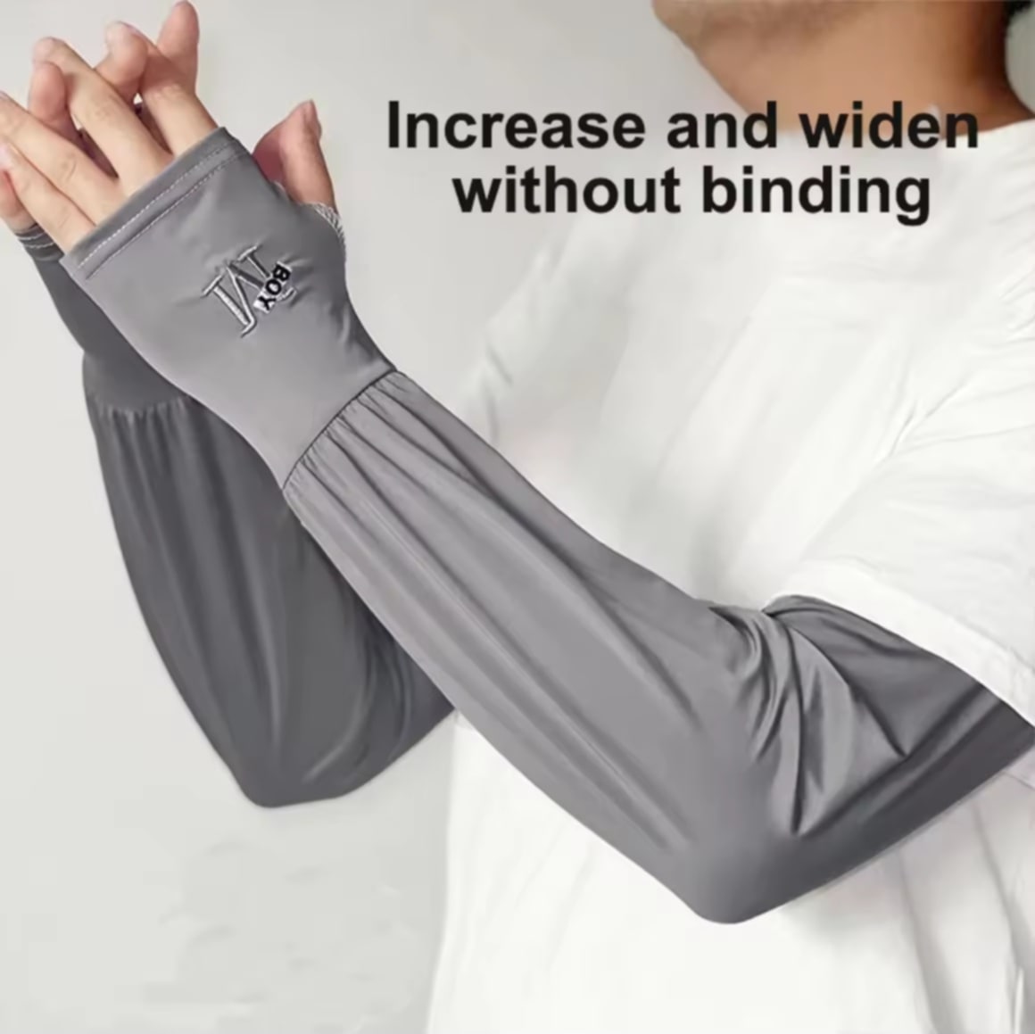 KOETSU ຖົງແຂນປ້ອງກັນແສງແດດ ສໍາລັບຜູ້ຊາຍ, ຖົງແຂນ Ice Silk ປ້ອງກັນລັງສີ UV, ເຢັນ ລະບາຍອາກາດ ສໍາລັບຂັບລົດຖີບກາງແດດ