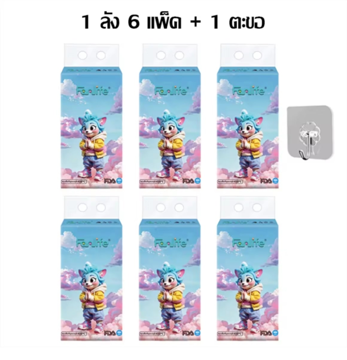 [1 ລັງ 6 ຫໍ່] ກະດາດທິຊຊູ ທິຊຊູແບບດຶງ ແຂວນໄດ້ ກະດາດທິຊຊູແຂວນ ໜາ 3 ຊັ້ນ 4,968 ແຜ່ນ ສຳຜັດນຸ່ມລະມຸນ ບໍ່ເປັນຂຸຍ