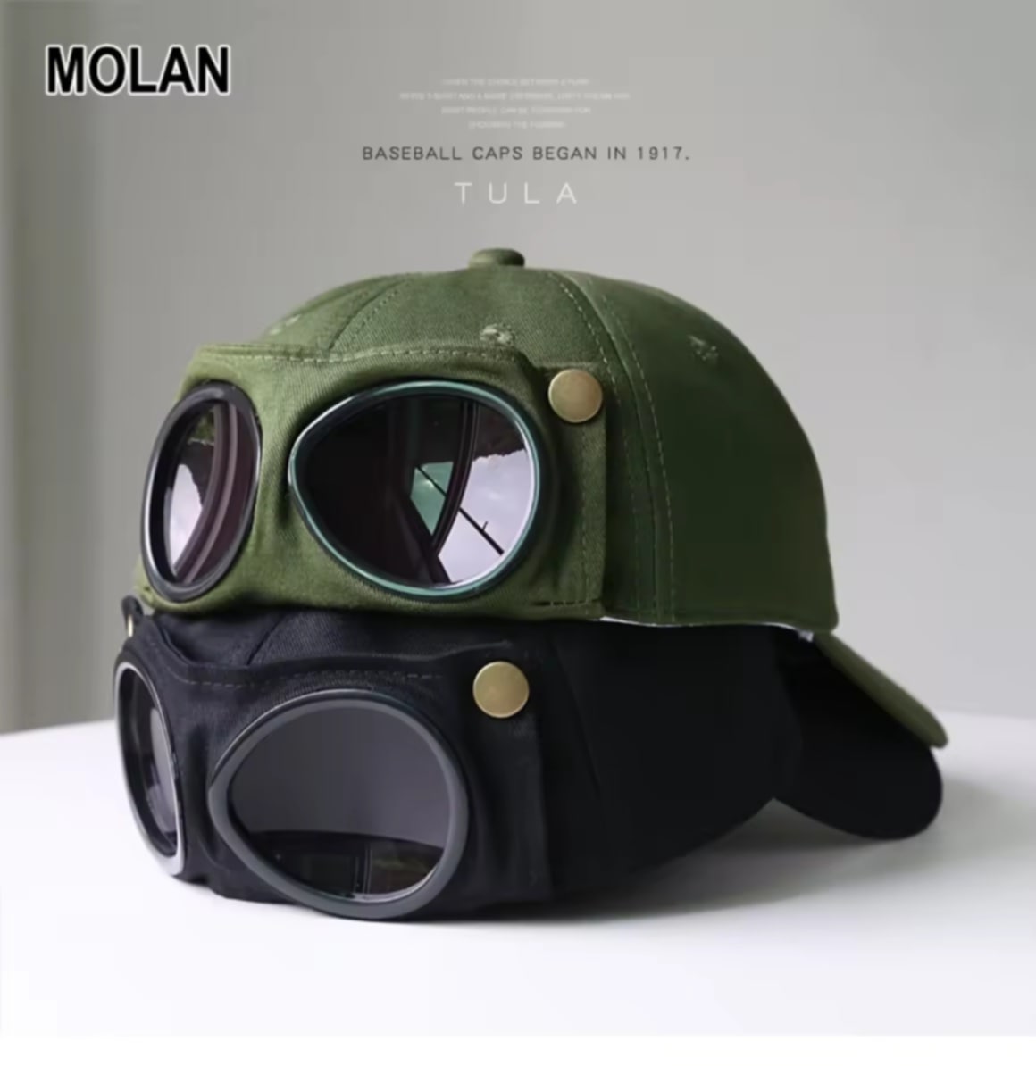 MOLAN ໝວກແກັບຜູ້ຊາຍ ໃໝ່ ໝວກນັກບິນ ໝວກບຸກຄລິກພາບ ແວ່ນຕາ ໝວກແກັບຜູ້ຍິງ ແວ່ນກັນແດດ ໝວກແກັບ ໝວກວິນເທຈ