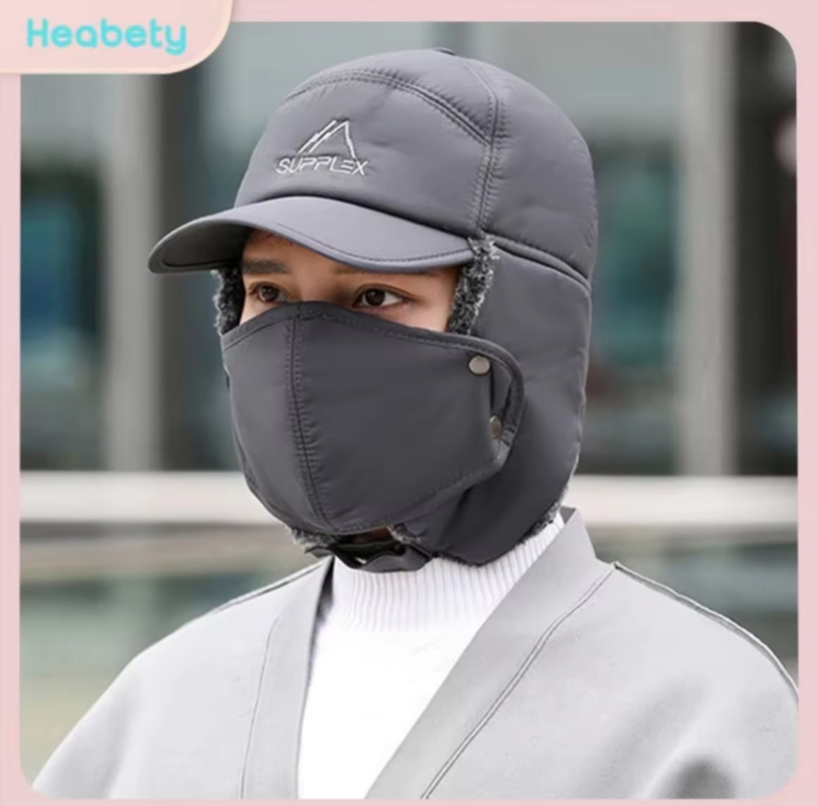 Heabety ໝວກຜ້າຝ້າຍຂົນແກะ ປ້ອງກັນລົມສໍາລັບ຤ລະດູຫນາວ ສໍາລັບຜູ້ຊາຍ ແບບຫນາ ສໍາລັບຜູ້ຊາຍວັຍກາງແລະຜູ້ສູງອາຍຸ ໝວກລະດູດຫນາວ ແບບຫນາ ສໍາລັບຜູ້ຊາຍ