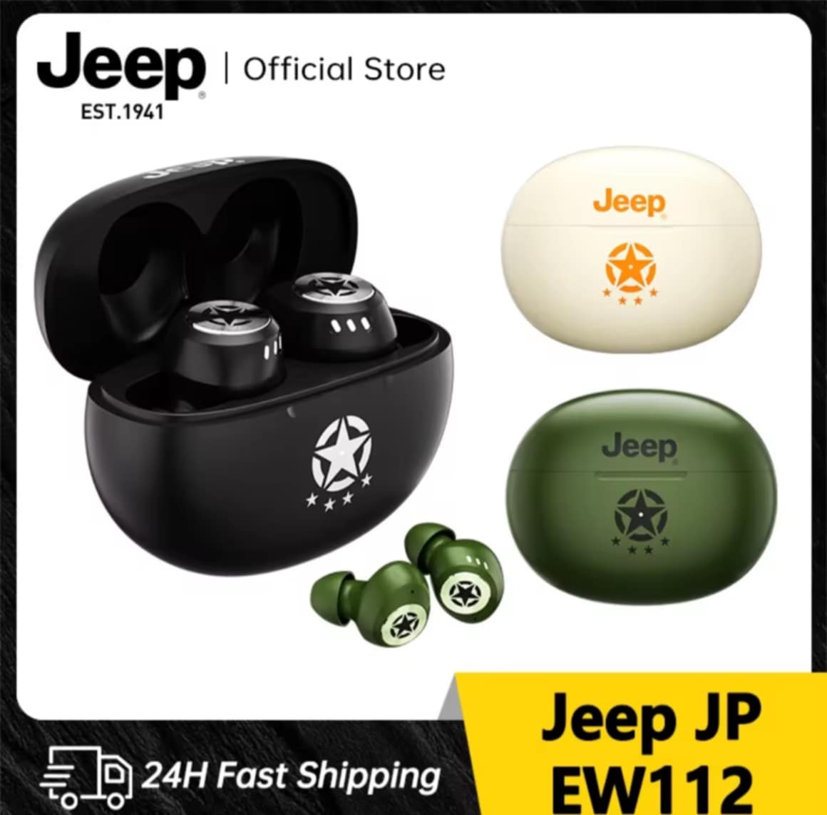 Jeep EW112 Bluetooth 5.4 ຫູຟັງ TWS ຫູຟັງບໍ່ມີສາຍ, ຫອດຟູດກັນນໍ້າ IPX5 HIFI HD, ໄມໂຄຣໂຟນເອງ, ຫູຟັງອອກກຳລັງກາຍ ENC ເໝາະສໍາລັບ Xiaomi/Apple/Samsung/Huawei