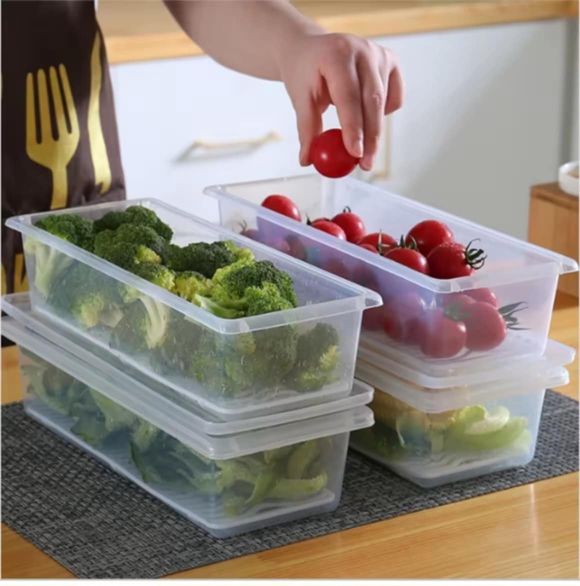 ກ່ອງຖະນອມອາຫານ / ກ່ອງເກັບອາຫານ / ກ່ອງເກັບອາຫານໃນຕູ້ເຢັນ ມີຖາດລະບາຍນ້ຳ ພ້ອມຝາປິດ