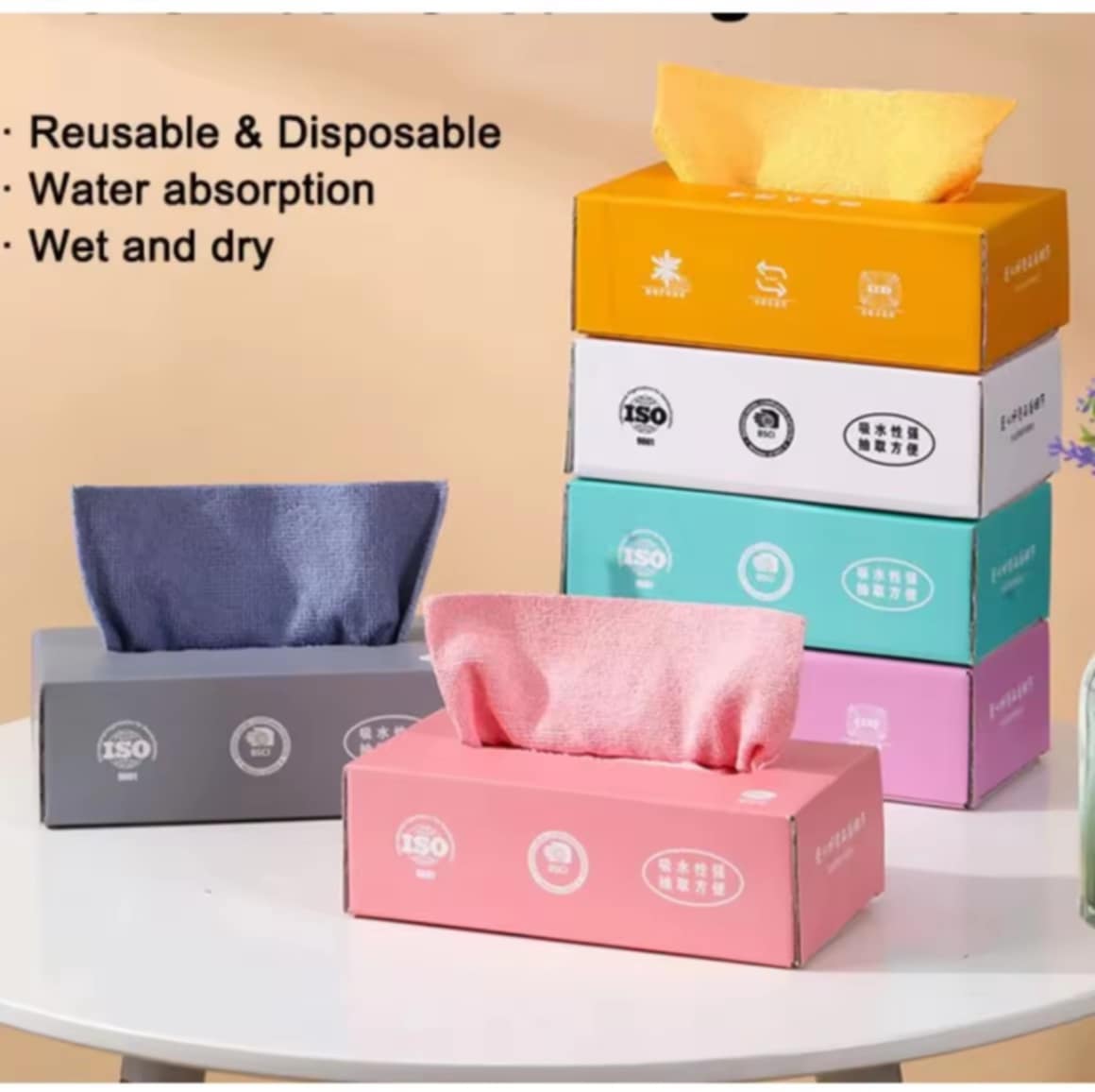 ທິດຊູ່ຜ້າ, ຜ້າເຊັດໃນຄົວ, ທິດຊູ່ແບບຜ້າ, ຜ້າດູດຊຶມນ້ຳໄດ້ດີ, ໃຊ້ຊ້ຳໄດ້, 1 ກ່ອງ 20 ຜືນ, ຜ້າໄມໂຄຣໄຟເບີ