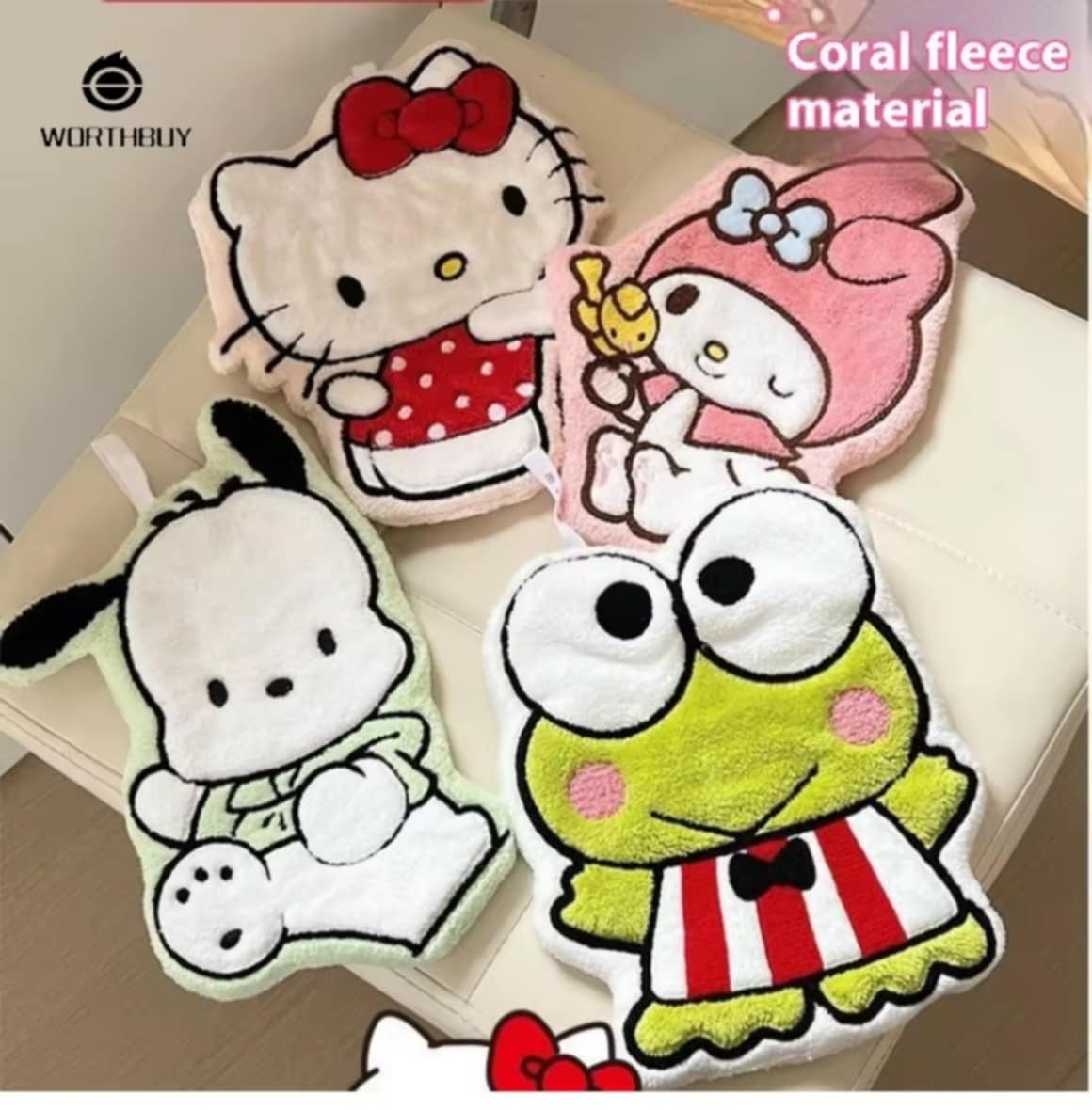 ຕົກແຕ່ງຫ້ອງນ້ຳ ຜ້າເຊັດມືດູດຊັບນ້ຳໄດ້ດີ ແບບແຂວນຈັບ ຮູບກາຕູນໜ້າຮັກ ນຸ່ມສະບາຍ Essential