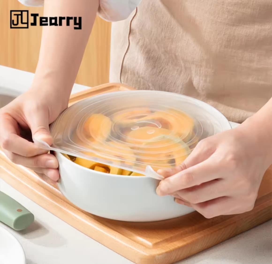 Jearry | ຊິລິໂຄນເກຣດອາຫານ, ຝາປິດ 6 ຊິ້ນ, ຊຸດຊາມທົນຄວາມຮ້ອນ, ຝາປິດອາຫານ, ເຄື່ອງມືປ້ອງຄວາມຮ້ອນ ແລະ ເກັບເຄື່ອງຄົວ