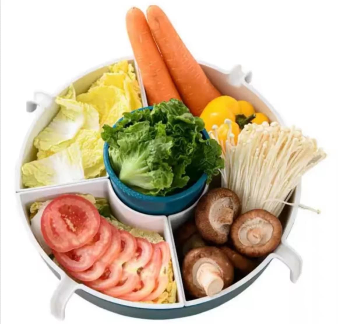 ກະຕ່າແຍກຊ່ອງເພື່ອໃສຜັກ ແລະ ອາຫານ 5 ຊ່ອງ, ໃຫຍ່ພິເສດ | ກະຕ່າລ້າງຜັກ,ພ້ອມຕະແກຣງ, ຊາມໃສຜັກ,