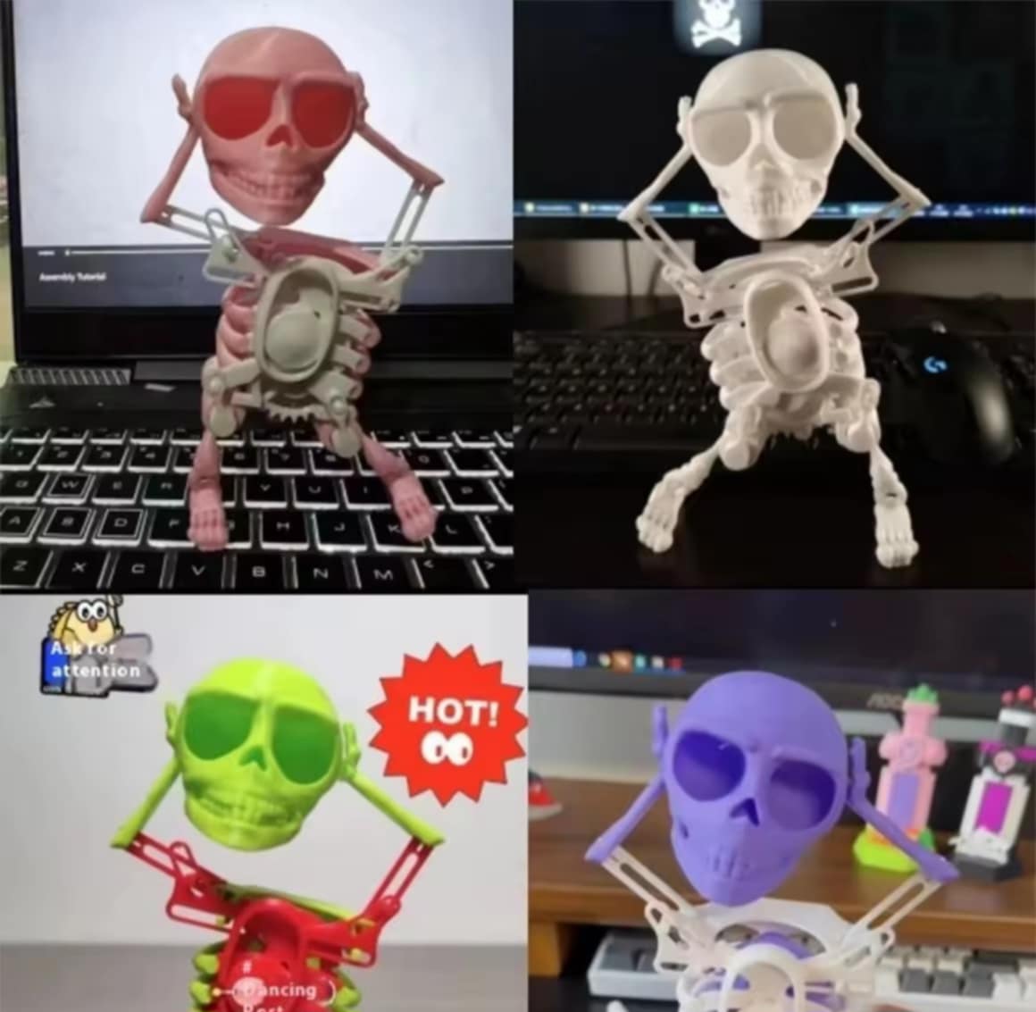 DEUKIO TikTok ກໍລະນີ TikTok ກັບໂຄງກະດູກເຕັ້ນລຳ, ຂອງຫຼິ້ນໄຂລານ 3D ພິມສນຸກ