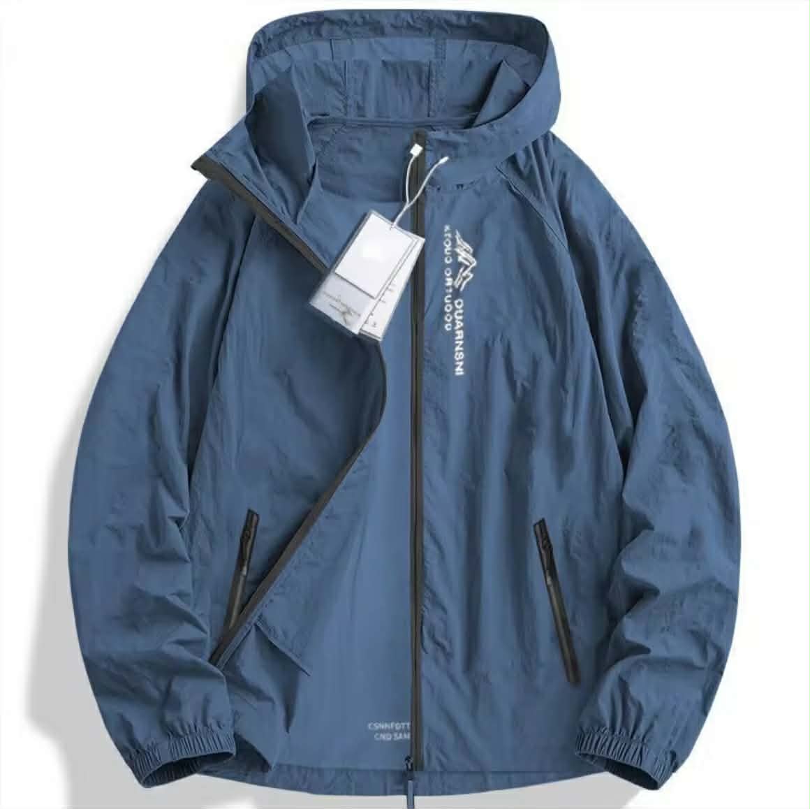 ແຈັກເກັດກັນແສງ UV ສຳລັບຜູ້ຊາຍ, ແຈັກເກັດນ້ຳໜັກເບົາ, ແຂນຍາວມີຮູດ, ແຈັກເກັດສຳລັບການຕົກປາ