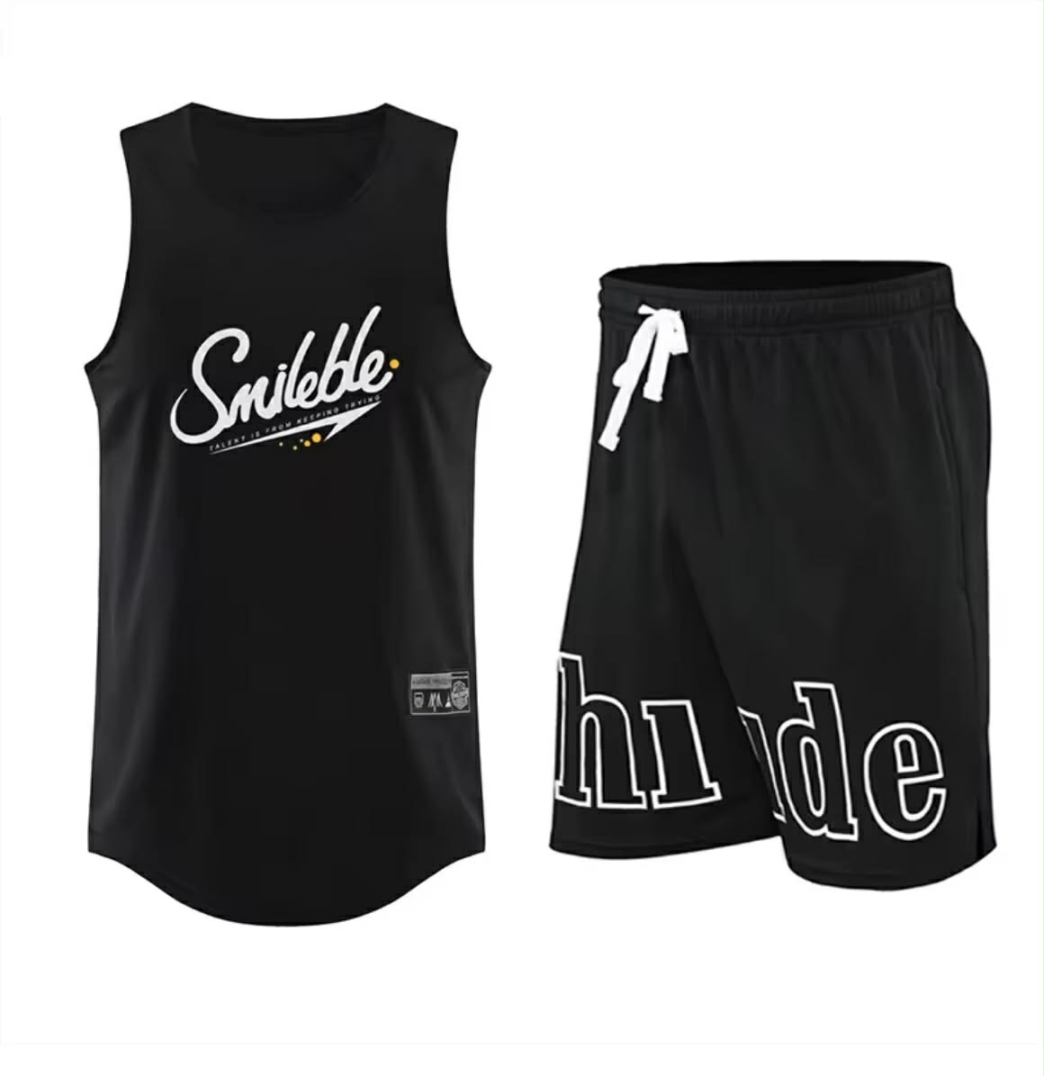 Victory Sports ຊຸດກິລາ ຊຸດສູດ 2 ຊິ້ນ ເສື້ອກັກ + ໂສ້ງຂາສັ້ນ ຊຸດບາສເກັດບອນ ຊຸດອອກກຳລັງກາຍ