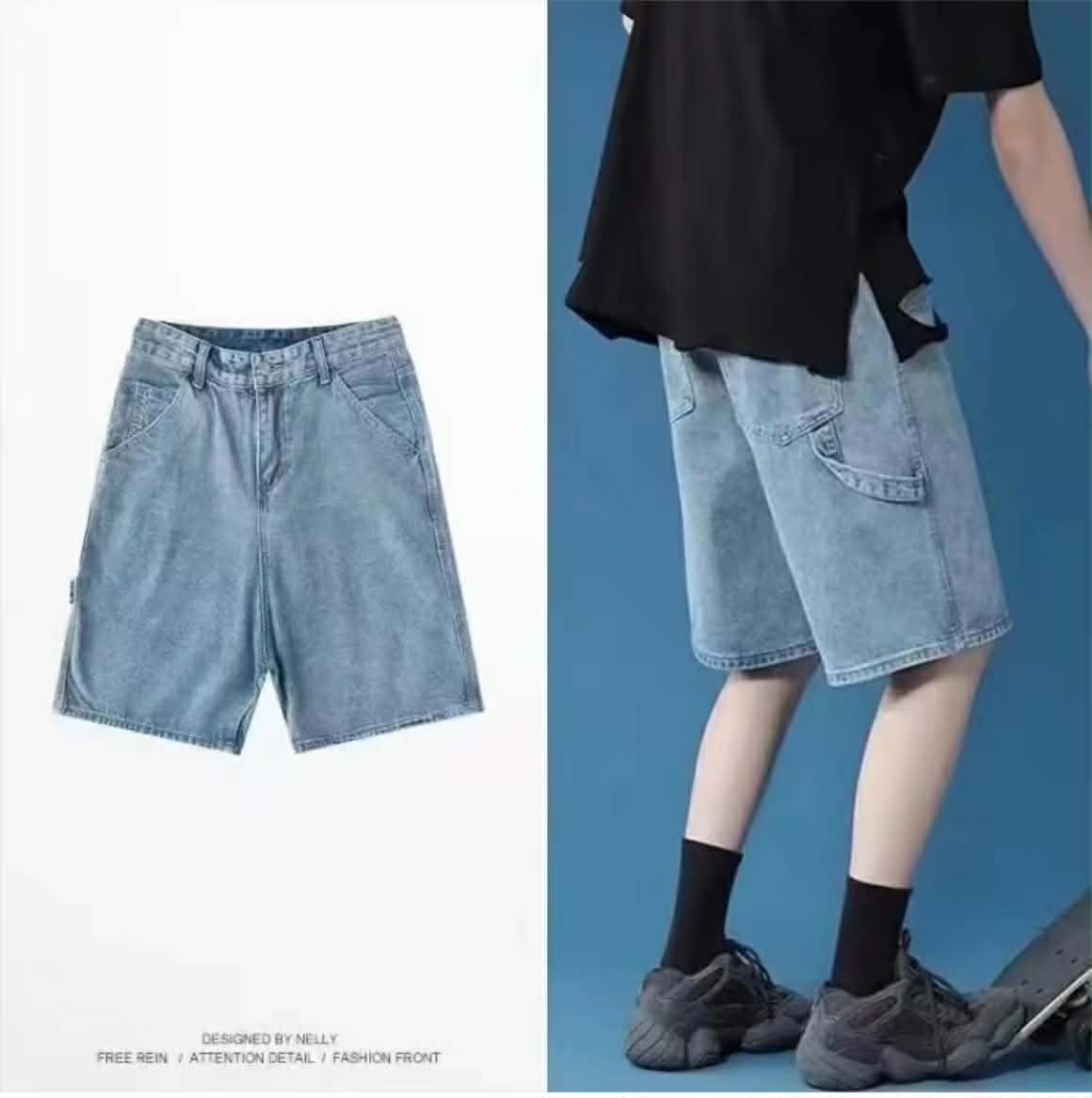 ໂສ້ງງຍີນສັ້ນຜູ້ຊາຍ ແຟຊັ່ນເກົາຫຼີ ໃສ່ສະບາຍ