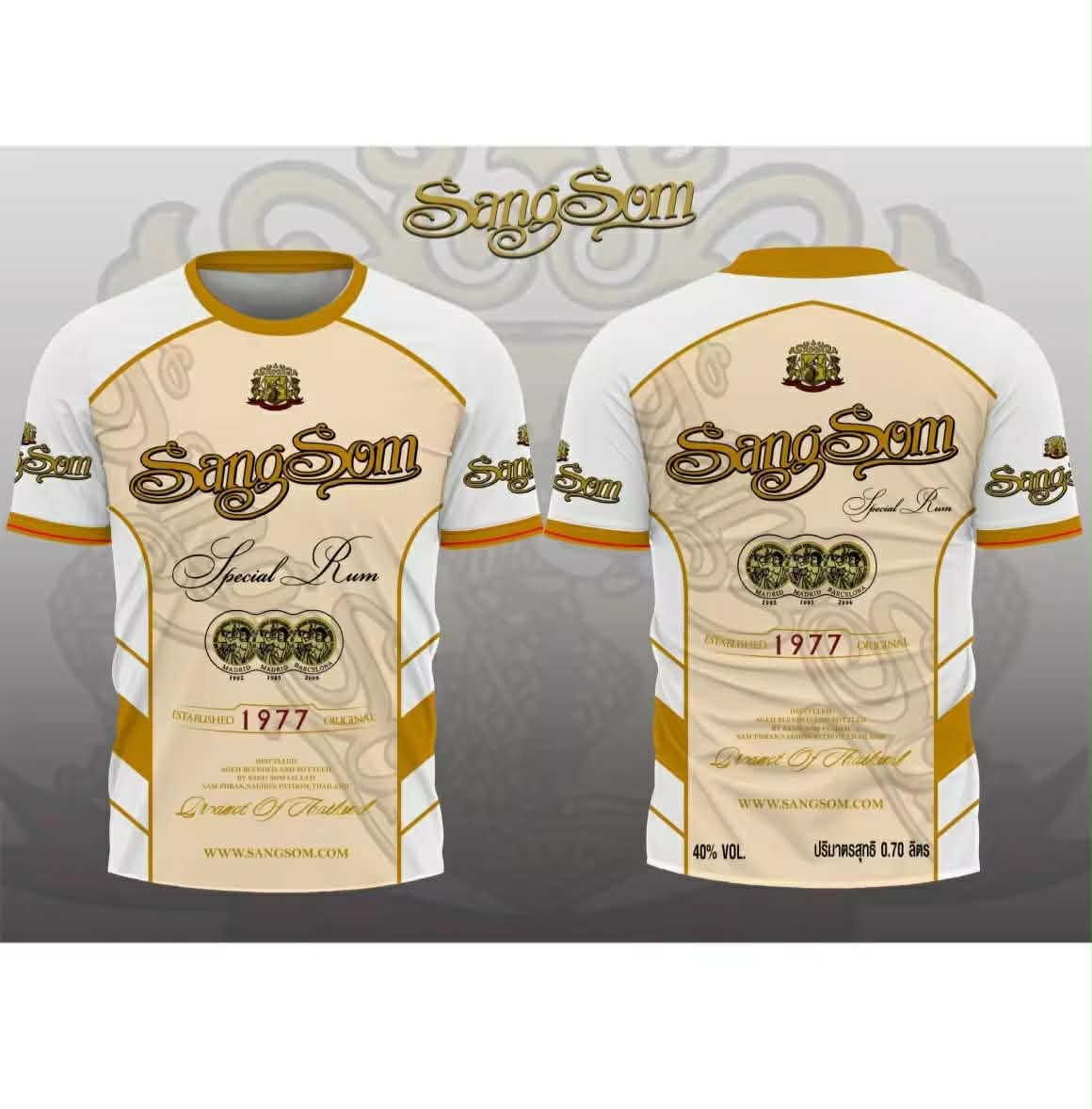 ເສື້ອກິລາລາຍ ແສງໂສມ, ແຂນສັ້ນ , ຜ້າໄມໂຄຣເກຣດພຣີມຽມ