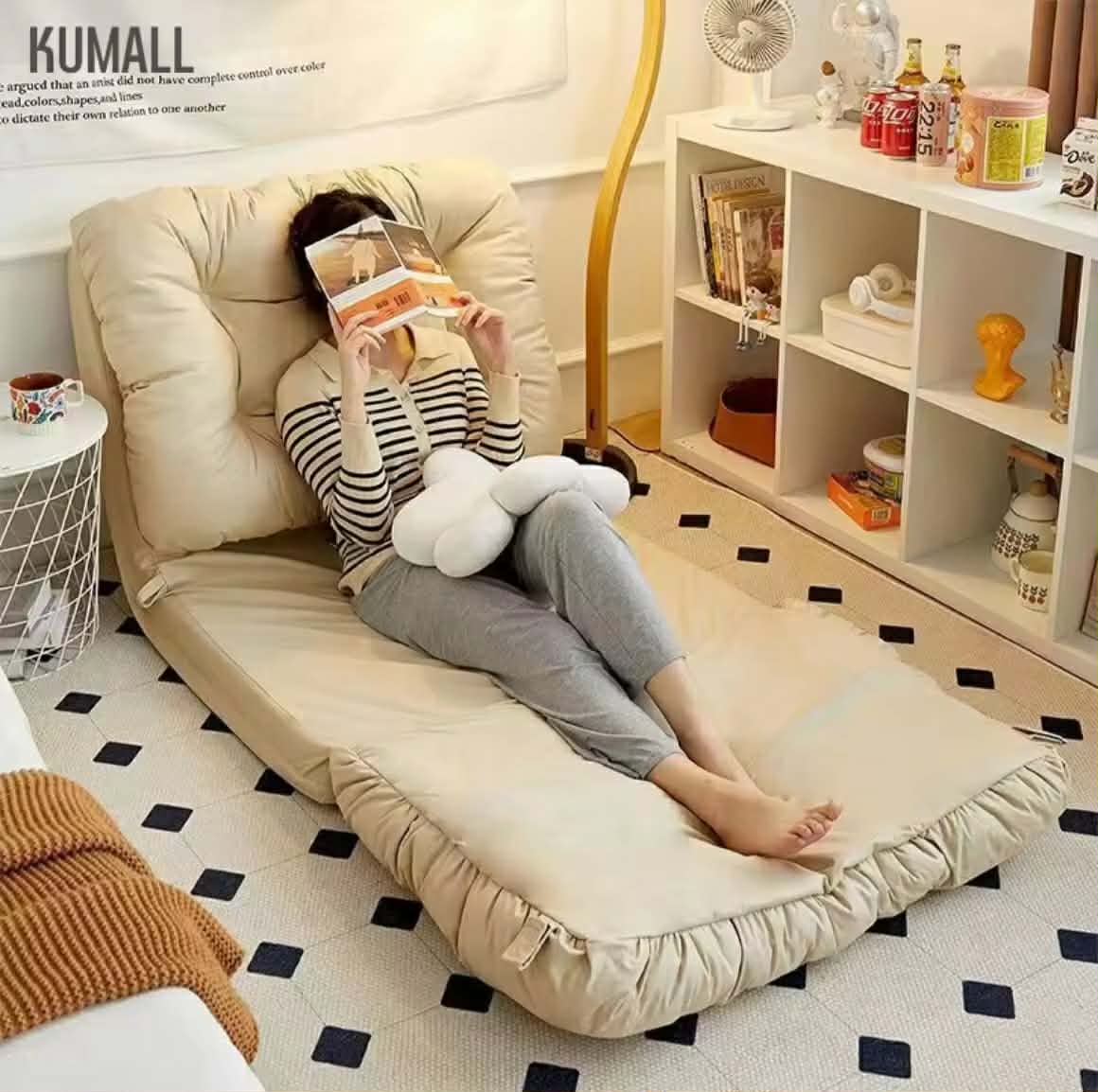 KUMALL SOFA BED ໂຊຟາ ໂຊຟາປັບນອນ ໂຊຟານວມ ປັບອີງນອນໄດ້ 5 ລະດັບ ໂຊຟາພັບໄດ້ ໃຊ້ງານໄດ້ຫຼາຍຢ່າງ ຜ້າເທັກໂນໂລຊີອັບເກຣດ ບໍ່ຕ້ອງຊັກ (Leathaire)